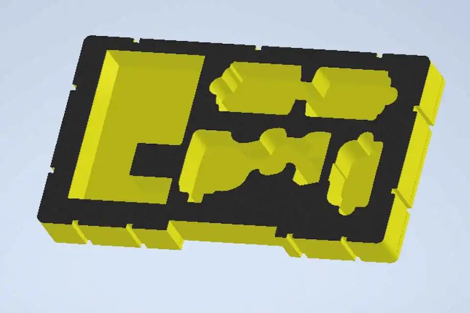 Novapor Schaumstoff Verpackung Werkzeugkoffer mit Schaumstoffeinlage Transportkoffer nach Maß individuell PE-Schaum Polyethylen 3D Design Scanner